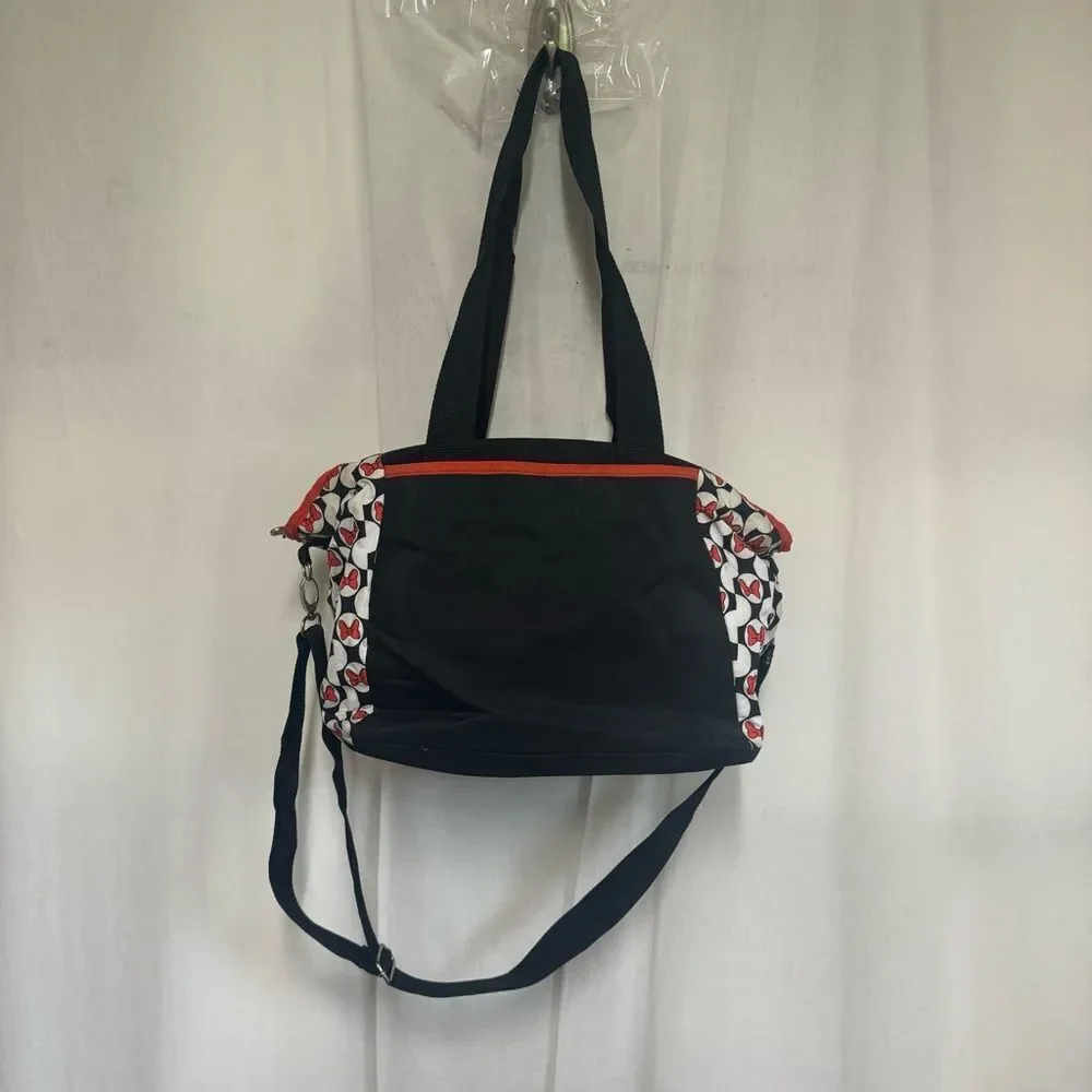Disney Baby Minnie Mouse Black White Red Canvas Large Diaper Shoulder Bag